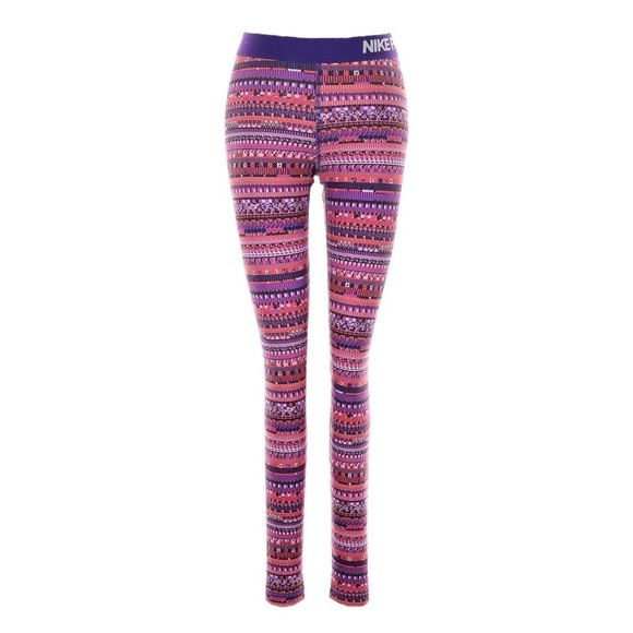 Nike Pro Hyperwarm Pink Nordic Print Training Tights Size S - Picture 1 of 11